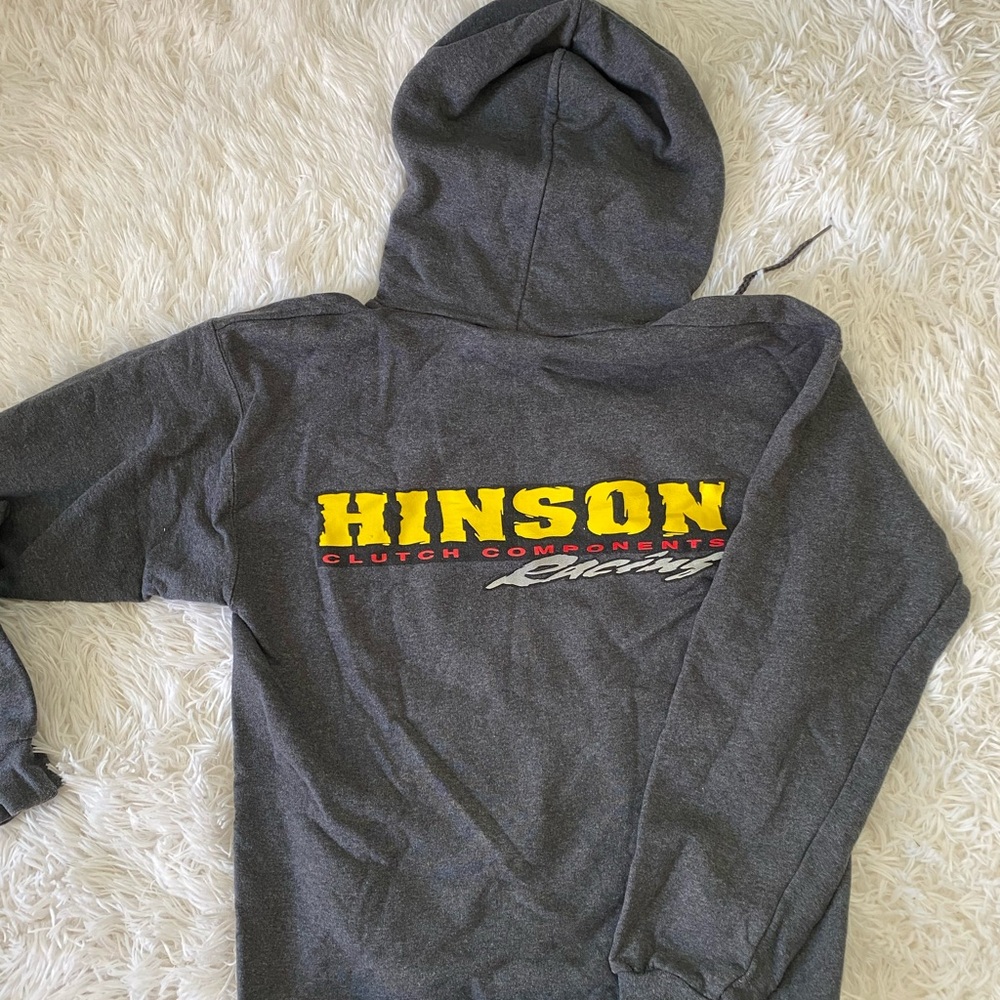 Hinson Gray Hoodie with Yellow and Red Logo